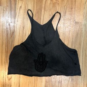 Brandy Melville dark grey cropped tank hamsa hand